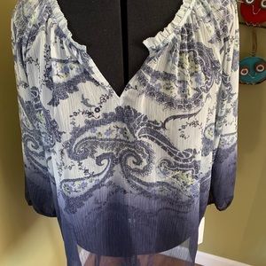 Sheer Paisley V Neck